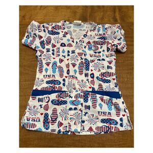 Forth of July Scrub Top S